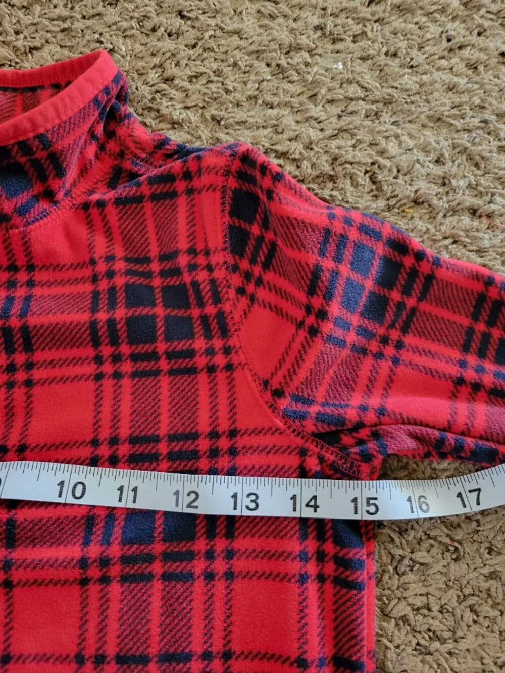 Osh Kosh Boy's Red Plaid 1/4 Zip Fleece Jacket